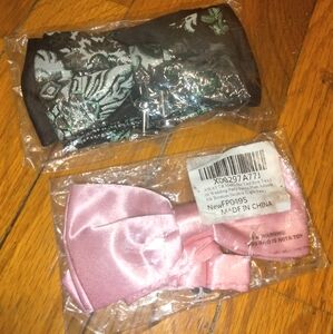 Men's Elegant Black and Pink Bow Ties with one set of cuff links, Bowtie